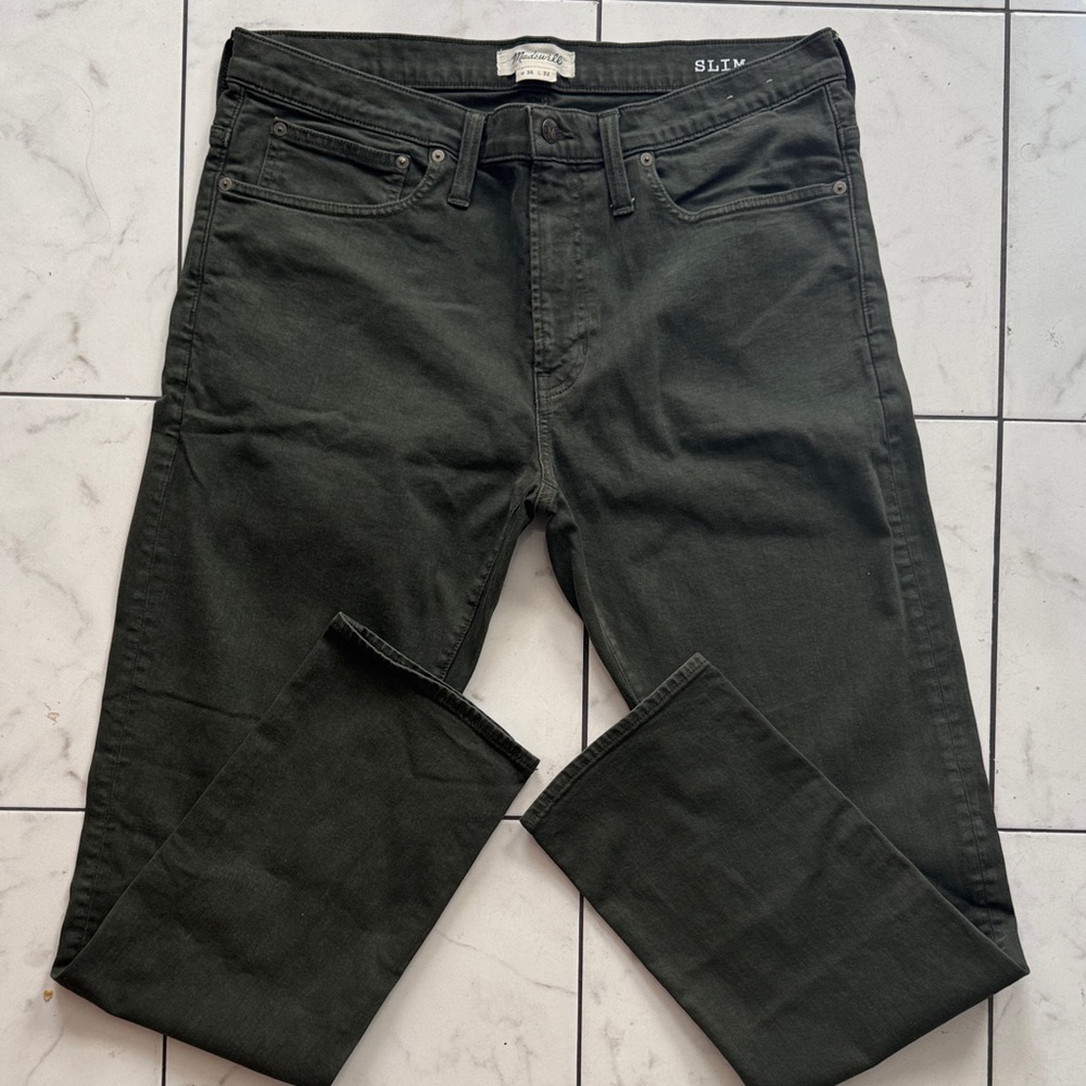 Madewell Men's Dark Green Slim Jeans